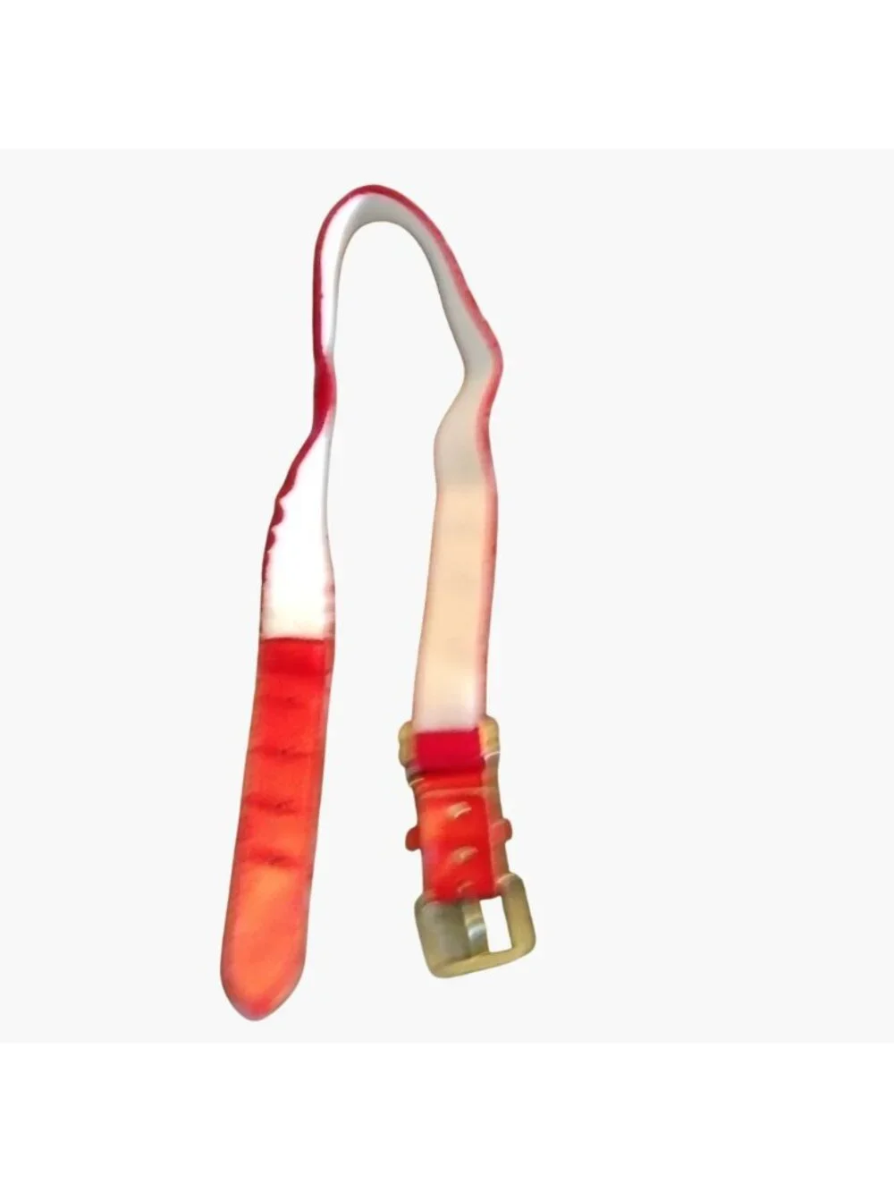 Red Baseball Belt Gold Buckle Faux Leather Adjustable Youth 16 to 26 Inch